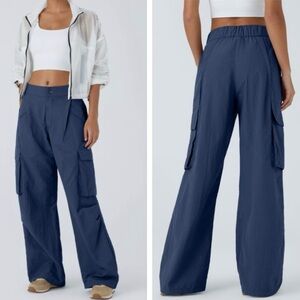 HALARA Wide Leg Cargo Pants in Navy